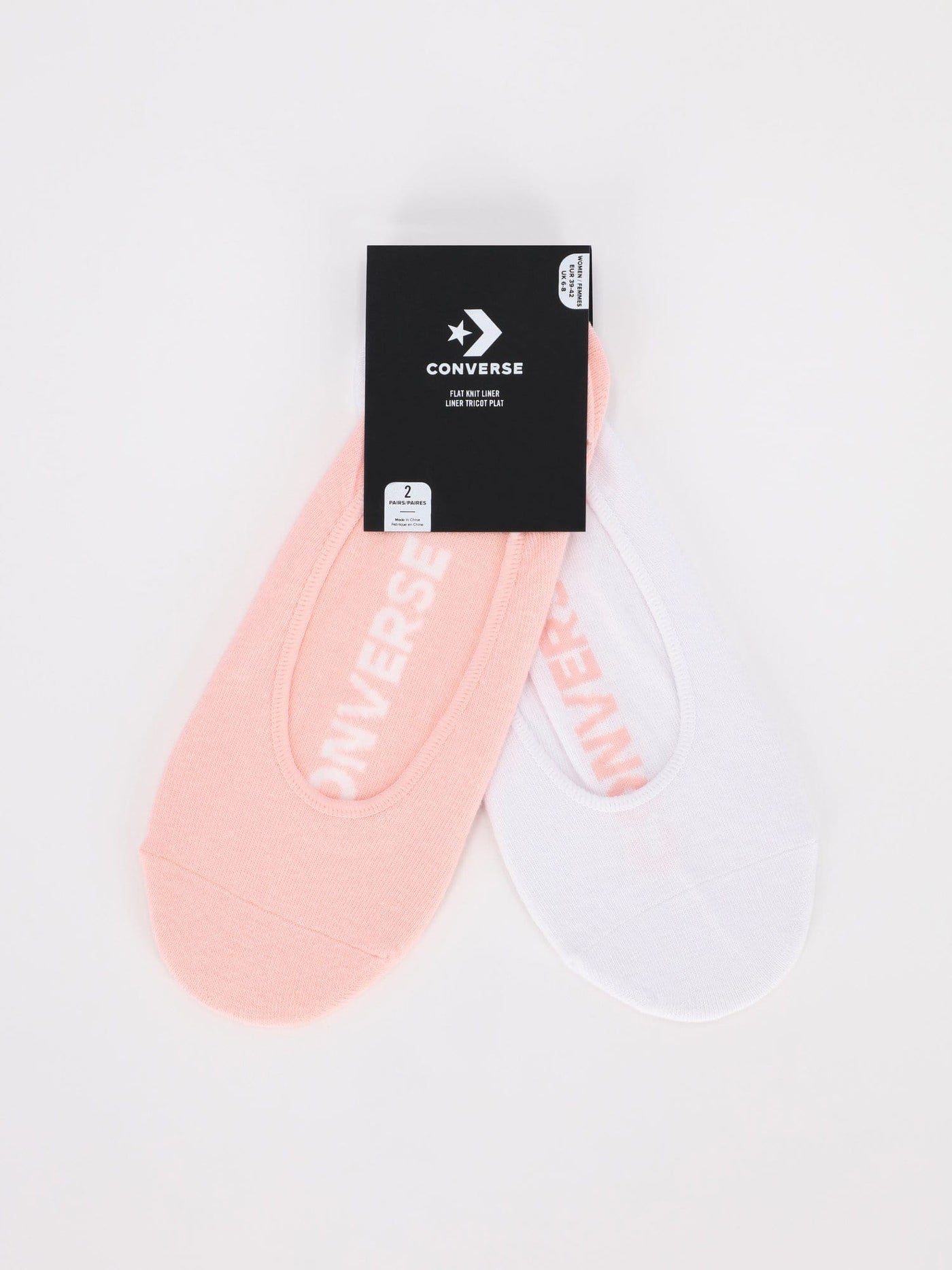 Converse Other Accessories 410 / One Size 2 Pairs of Flat Knit Liner Socks - Storm Pink/White