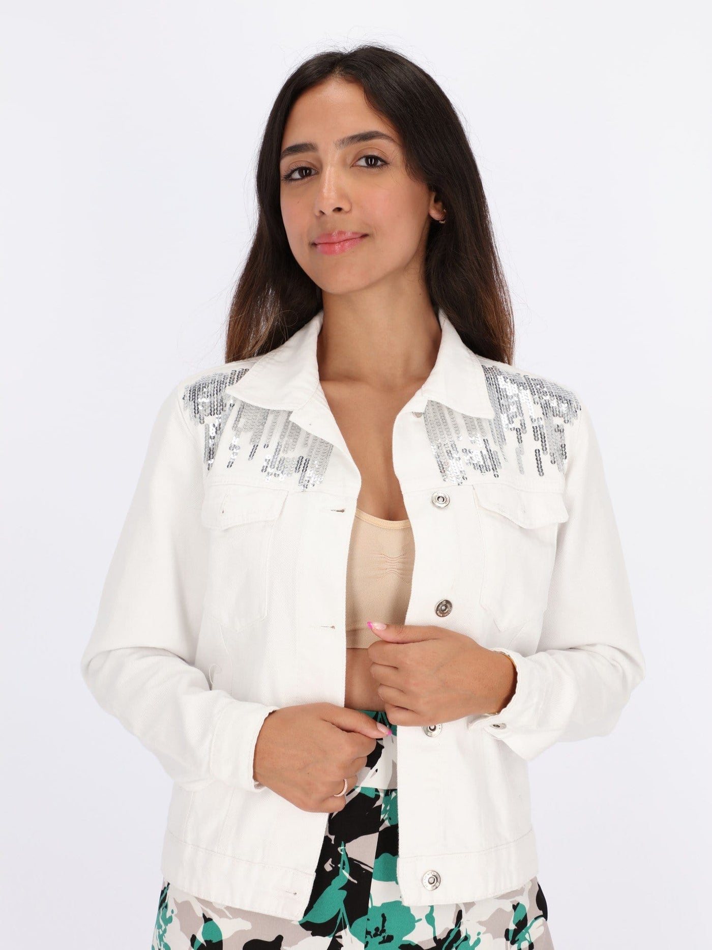 OR Jackets & Cardigans White / L Sequined Long Sleeve Jacket