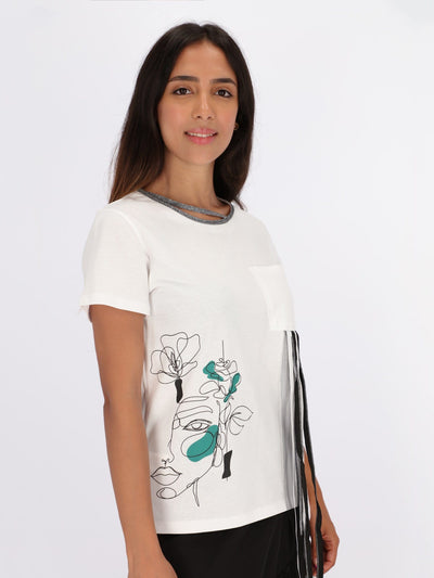 OR Tops & Blouses Top with Abstract Side Print and Chest Pocket