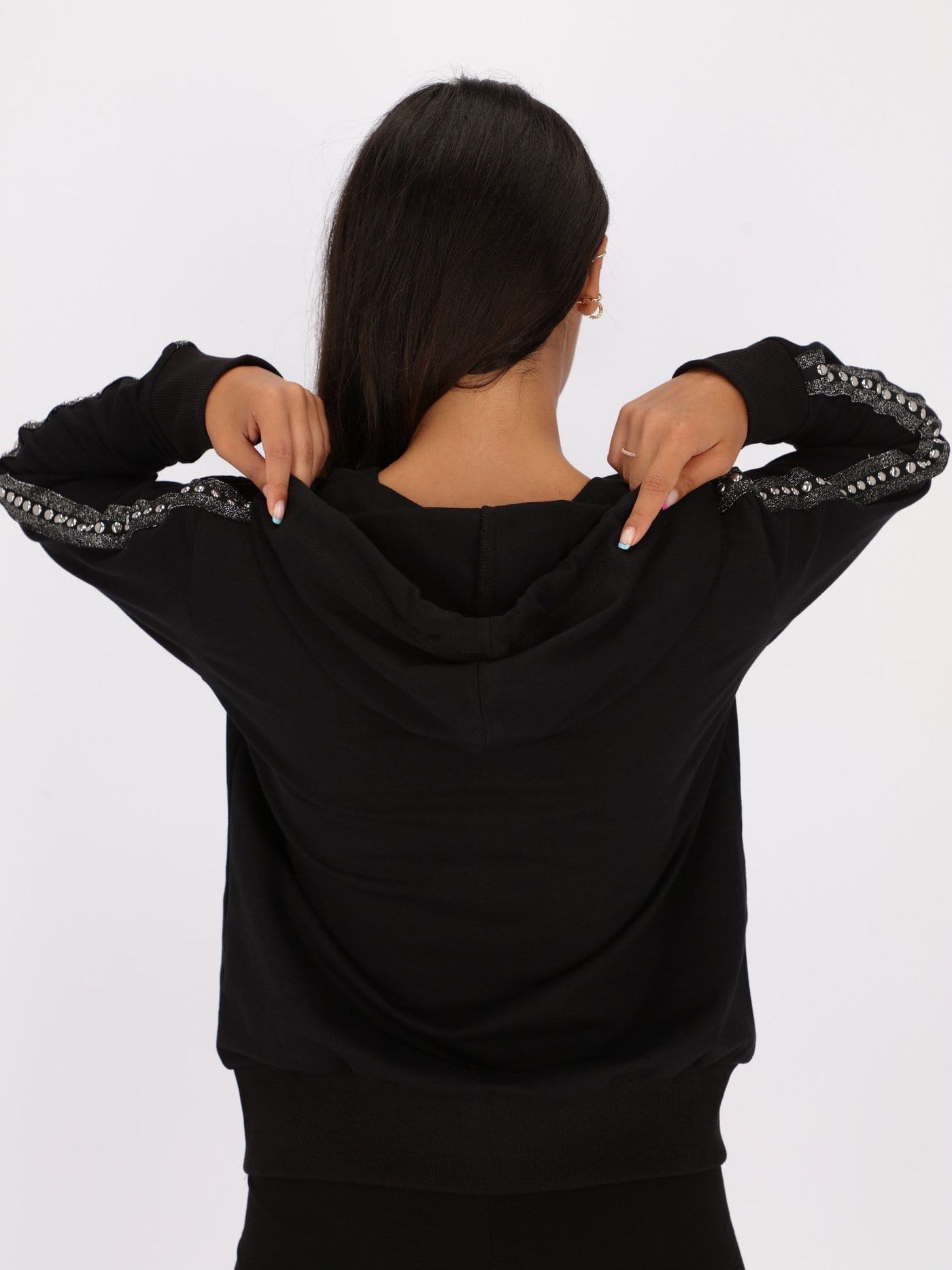 OR Sweatshirts & Hoodies Shoulder Trim Detail Zipper Hoodie