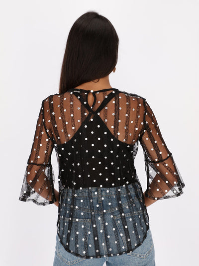 OR Tops & Blouses Polka Dots Tulle Top