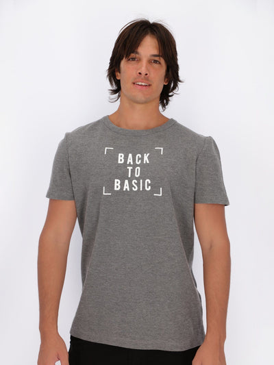 OR T-Shirts Heather Grey / XS Front Text Print Back to Basic T-Shirt