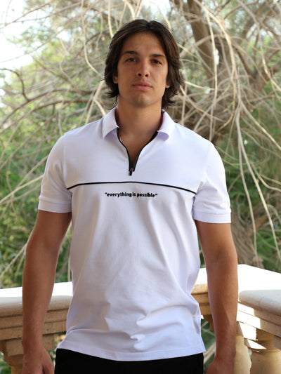 OR Polos White / L Everything Is possible Front Print Polo Shirt