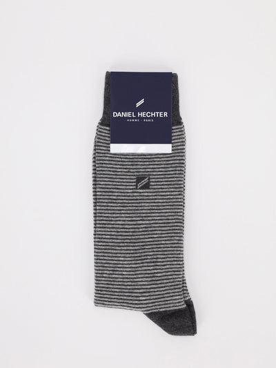 Daniel Hechter Other Accessories Os / ANTHRACITE Striped Mid Calf Socks with Logo