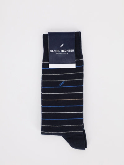 Daniel Hechter Other Accessories Os / NAVY Contrasting Stripes Mid Calf Socks with Logo