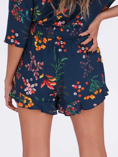 OR Pants & Leggings Estate Blue / S Floral Printed Casual Shorts