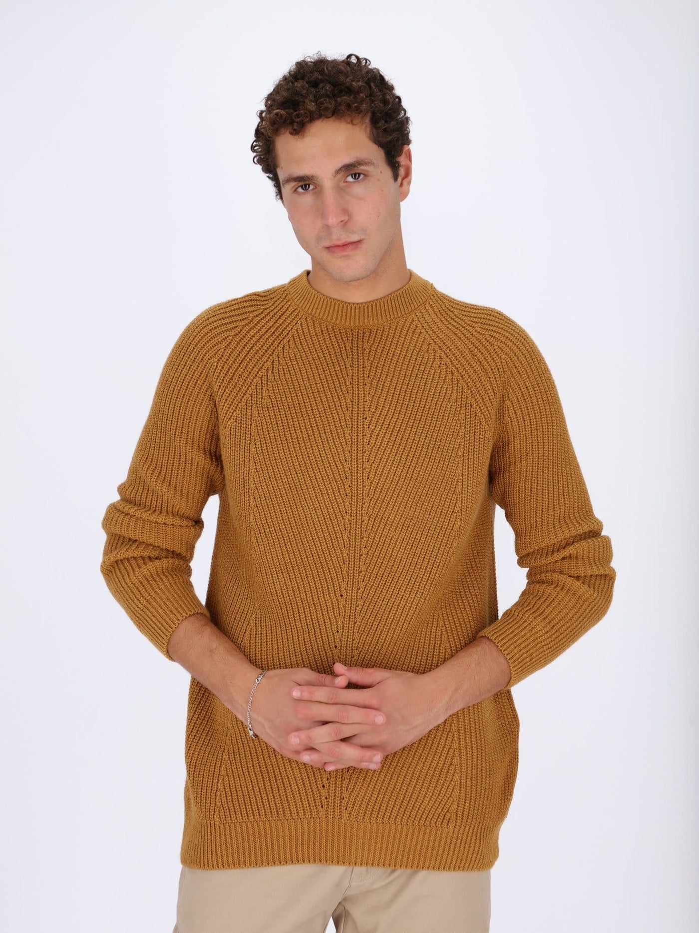OR Knitwear YELLOW / L Knitted Sweater with Ribbed Texture