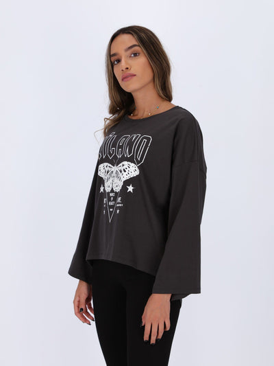 OR Tops & Blouses Dropped shoulder Front Printed Top