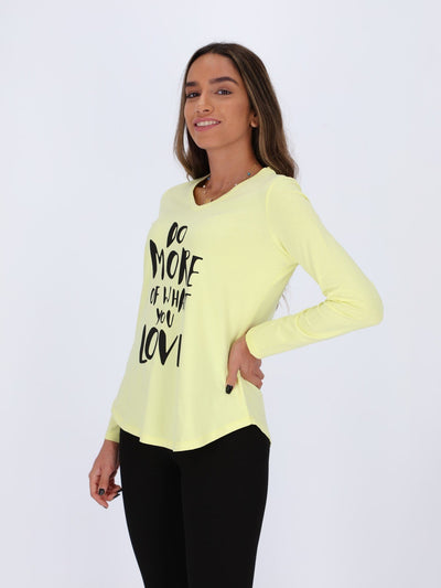 OR Tops & Blouses Top with Front Text Print & Long Sleeve