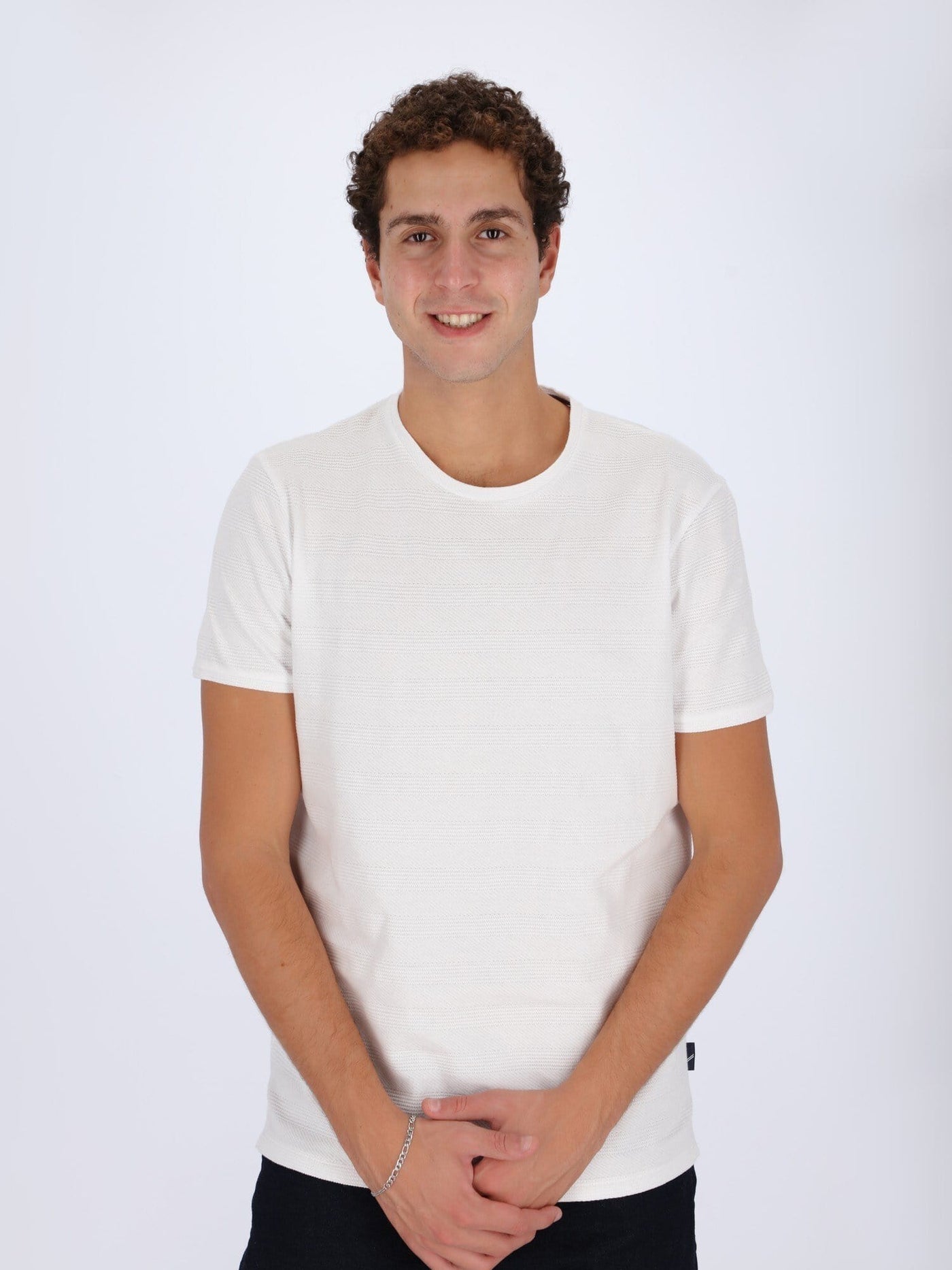 Daniel Hechter T-Shirts WHITE / 3XL Textured T-shirt with Crew Neck