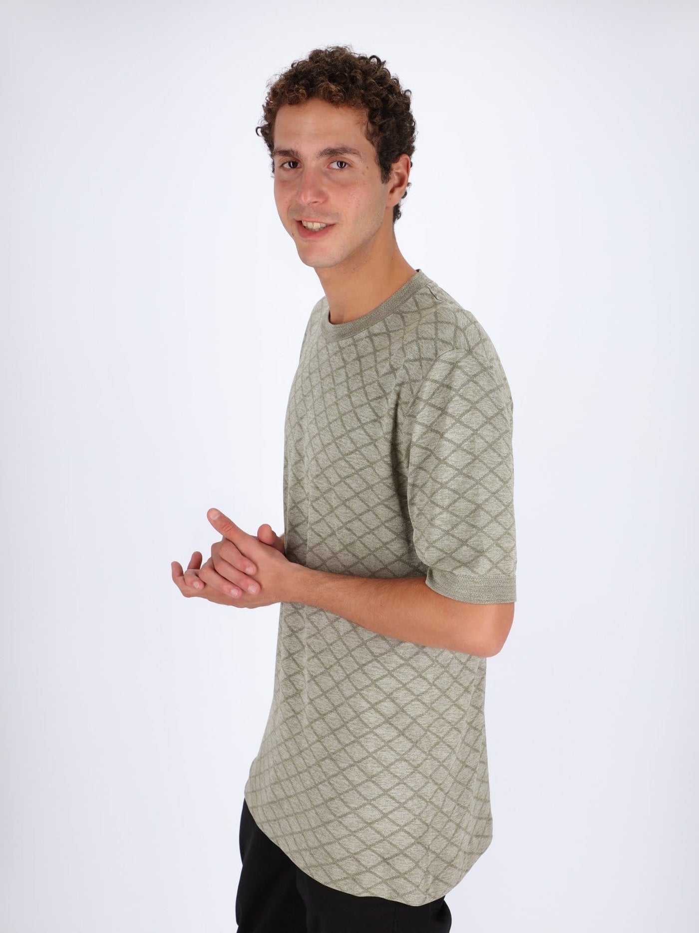 Daniel Hechter T-Shirts OLIVE / L T-shirt with Seamless Chainlink Pattern