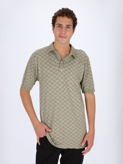 Daniel Hechter Polos OLIVE / S Polo Shirt with Seamless Chainlink Pattern