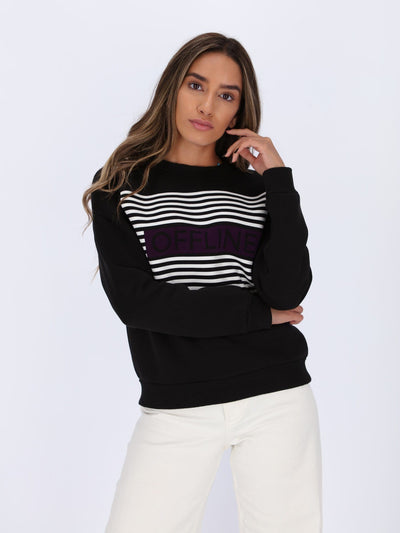 OR Sweatshirts & Hoodies Black / L Sweatshirt with Front Square Horizontal Stripes