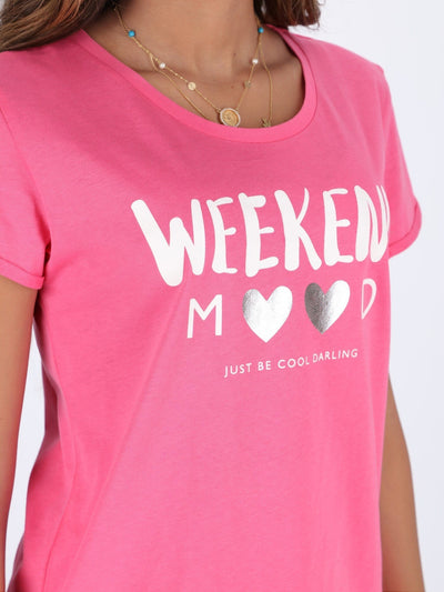 OR Tops & Blouses Pink / S Front Text Print Cap Sleeve T-Shirt