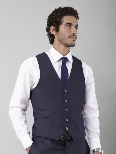 Daniel Hechter Suits & Blazers Navy / 48 Mini Jacquard Waistcoat with Tailored Fit
