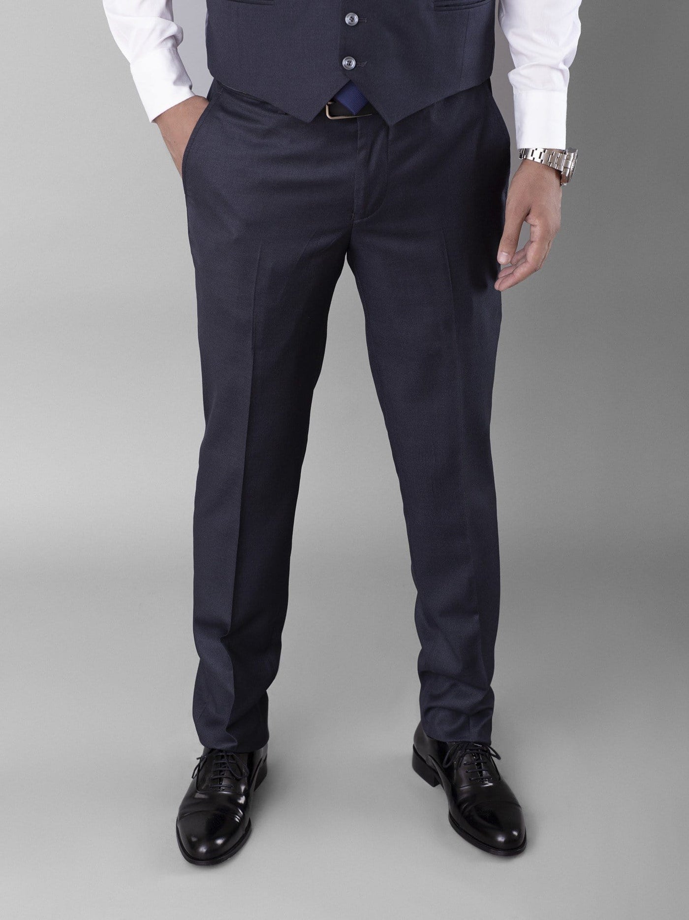 Daniel Hechter Pants & Shorts Navy / 48 Flat Front Mini Jacquard Trousers