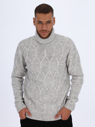 OR Knitwear L / WHITE Knitted Sweater with High Cole