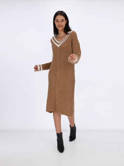 Preppy Style Knit Midi Dress