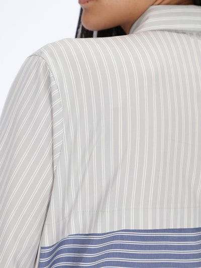 Bi-Tone Shirt with Stripped Pattern