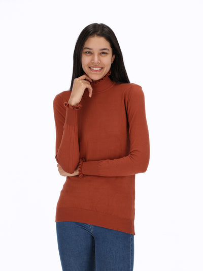 Ruffle High Collar Sweater