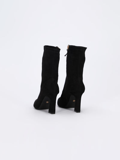 Flare Heeled Suede Half Boots