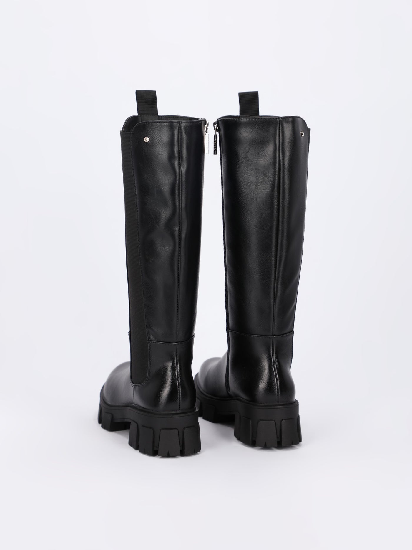 Leather Heeled Zipped Knee Boots