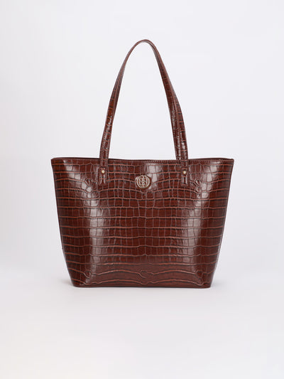 Shiny Crocodile Skin Handbag