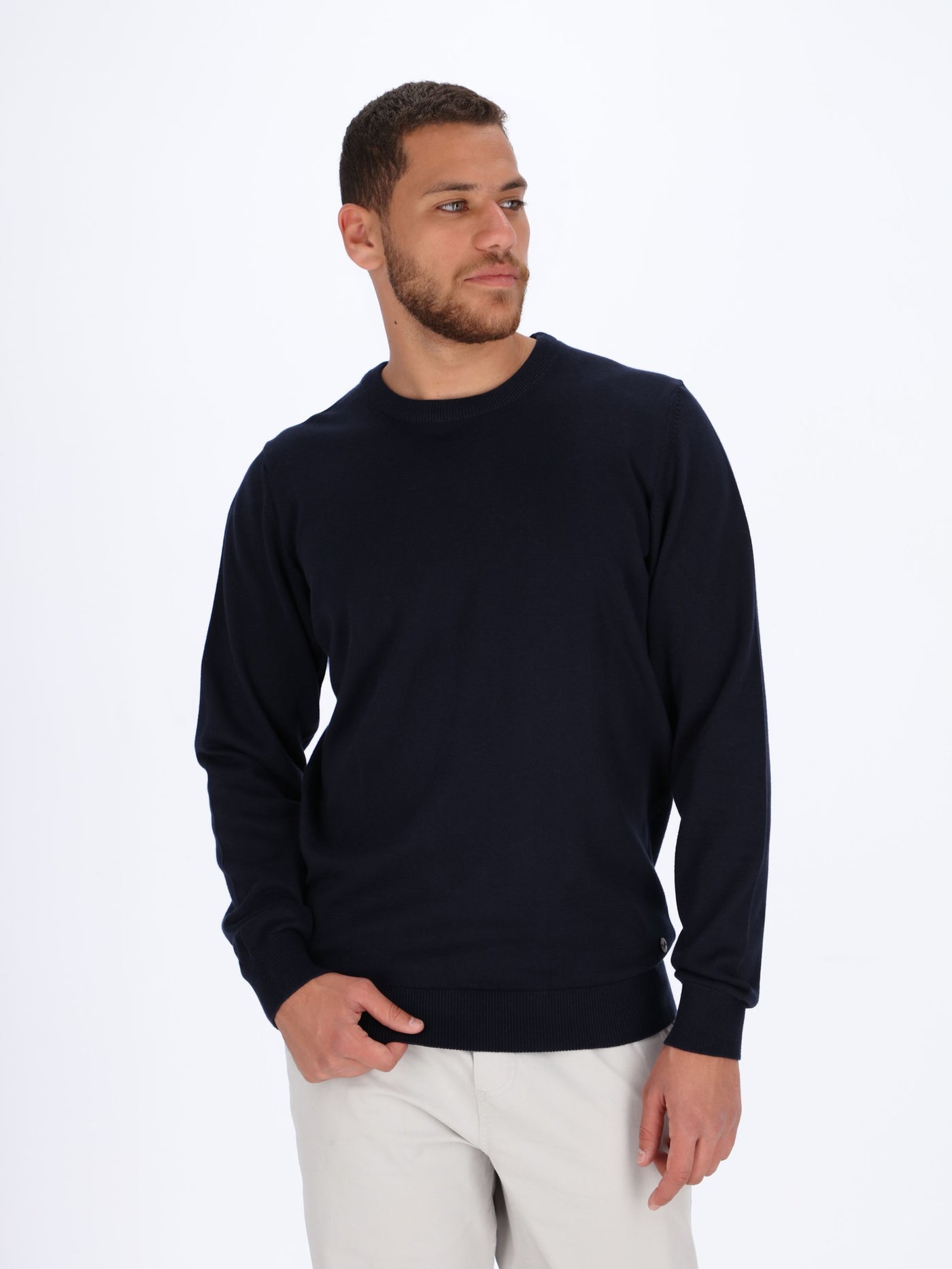 Basic Crew Neck Sweater-Navy