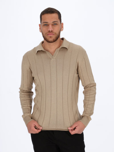 Ribbed Polo Style Sweater