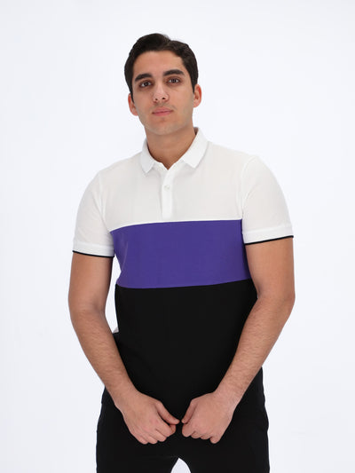 Color Block Short Sleeve Polo Shirt