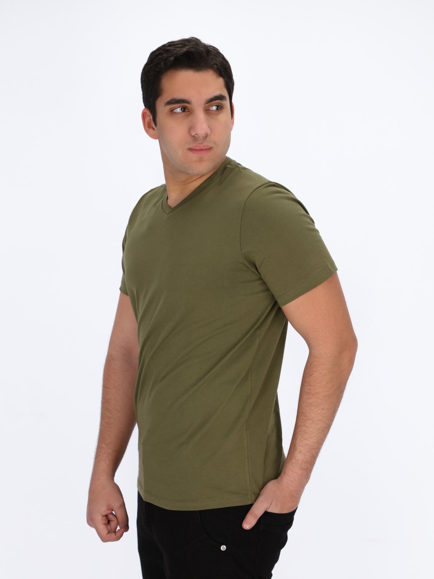 Basic V-Neck T-Shirt - Olive
