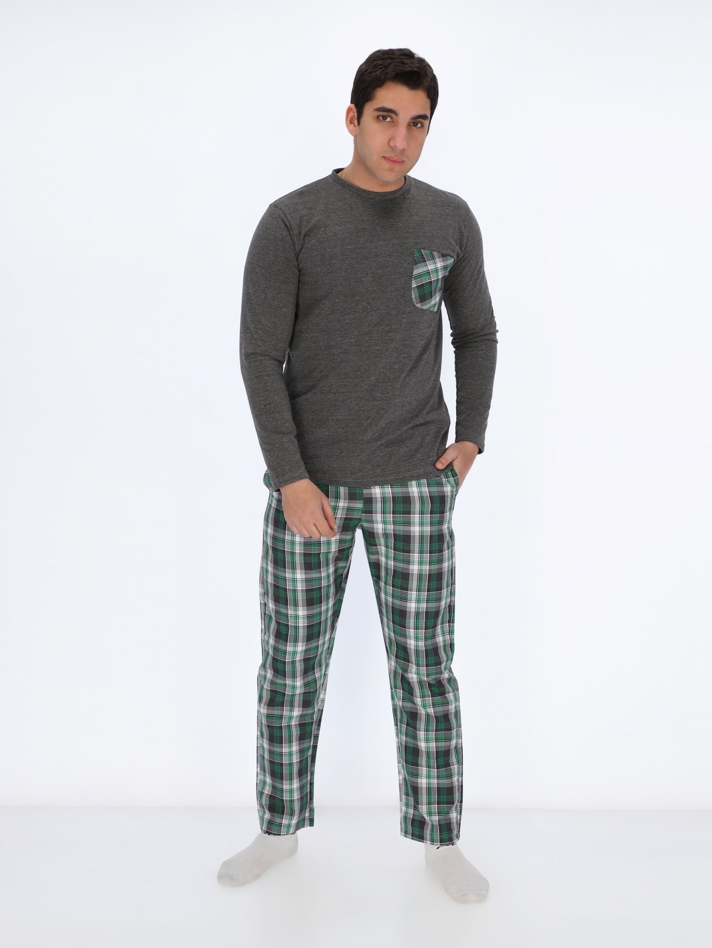 Plaid Pants Pyjama Set