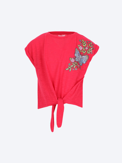 Kids Girls Front Knot Printed Top
