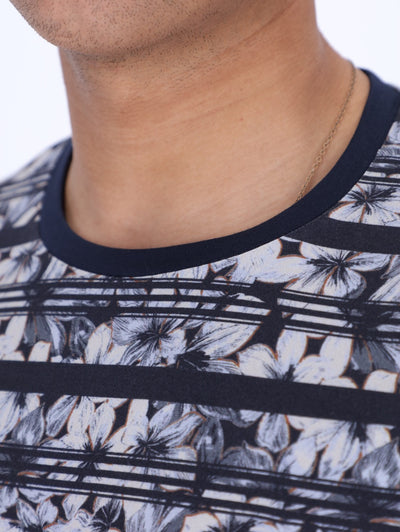 Daniel Hechter Mens Striped Floral T-Shirt