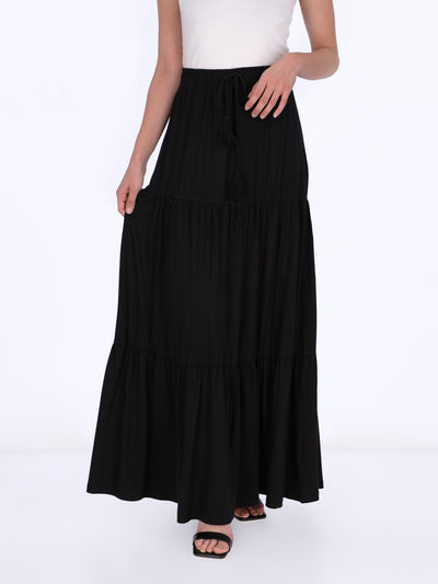 OR Women's Drawstring Tiered Maxi Skirt