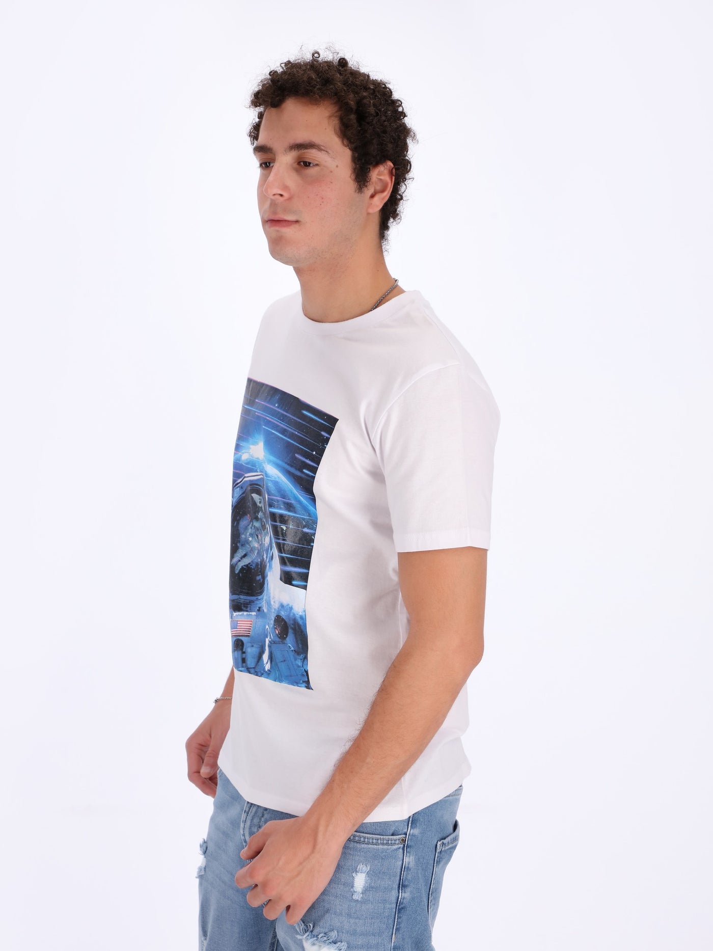 O'Zone Men's Front Printed Space T-Shirt