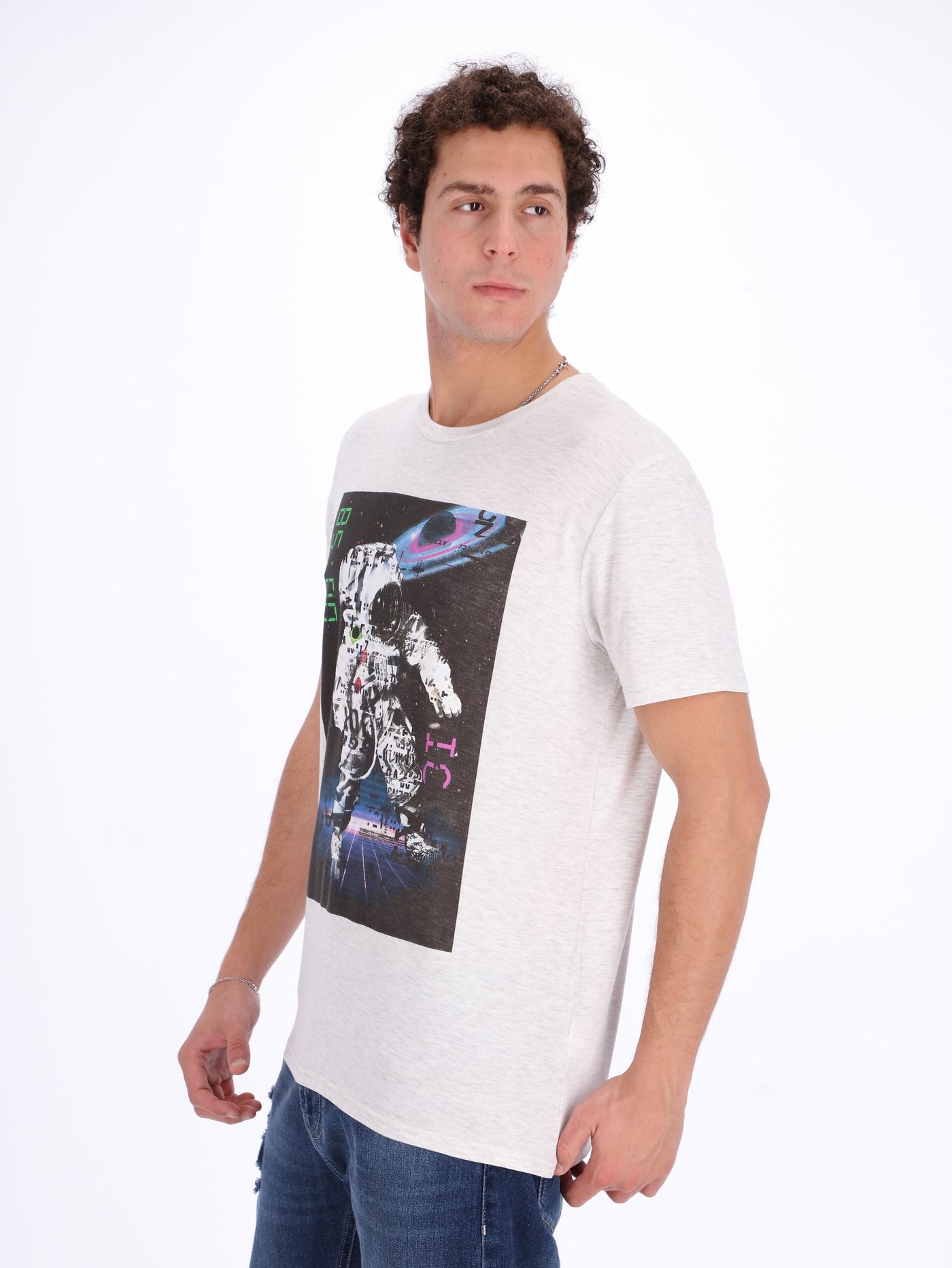 O'Zone Men's Front Printed Robot T-Shirt
