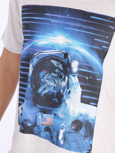 O'Zone Men's Front Printed Space T-Shirt