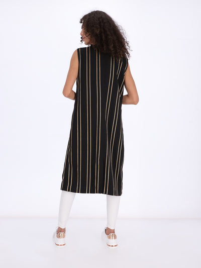 Merch Women's Double Vertical Striped Long Vest