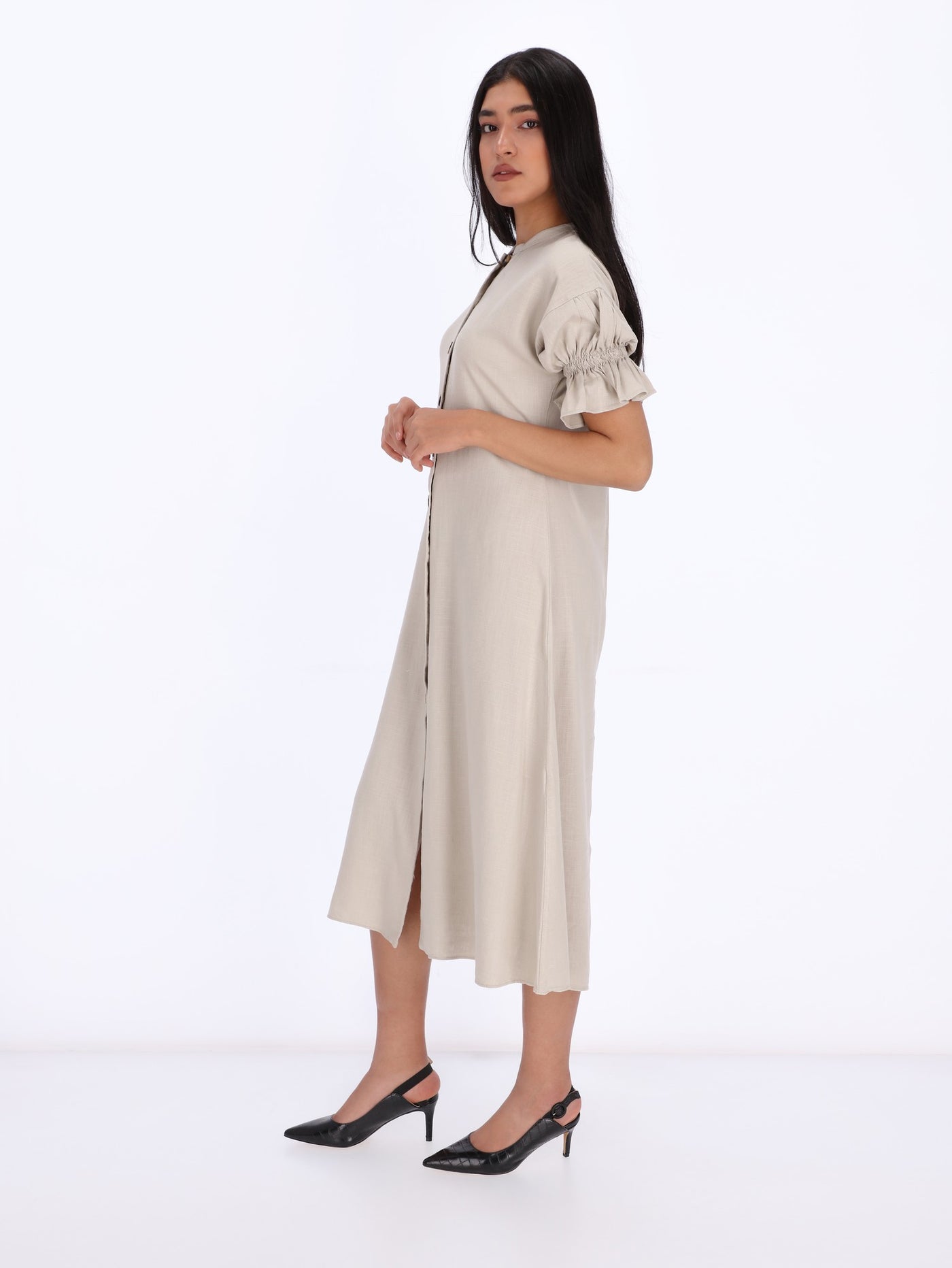  OR Women's Button Down Shirred Sleeve Dress