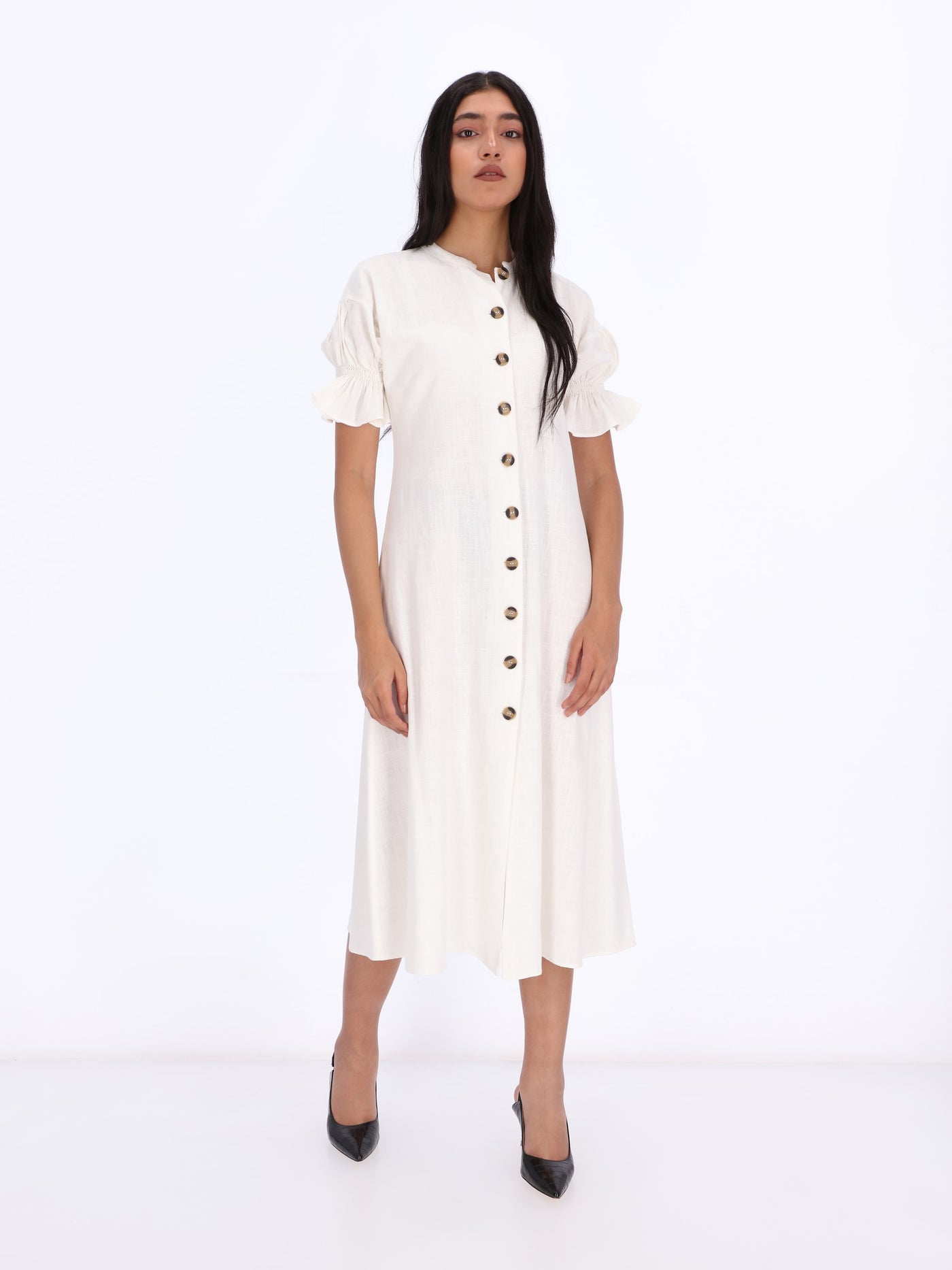  OR Women's Button Down Shirred Sleeve Dress
