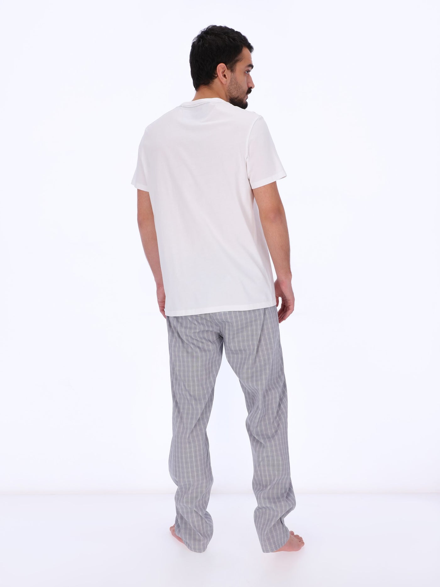 Daniel Hechter Men's Henley T-Shirt & Checkered Pants Pyjama Set