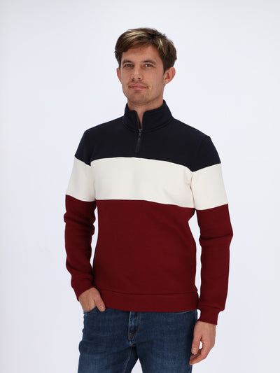 Color-Block Sweatshirt with High Neck