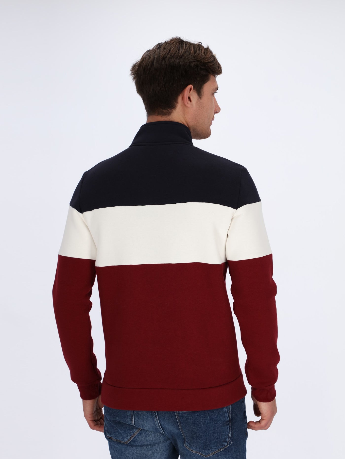 Color-Block Sweatshirt with High Neck