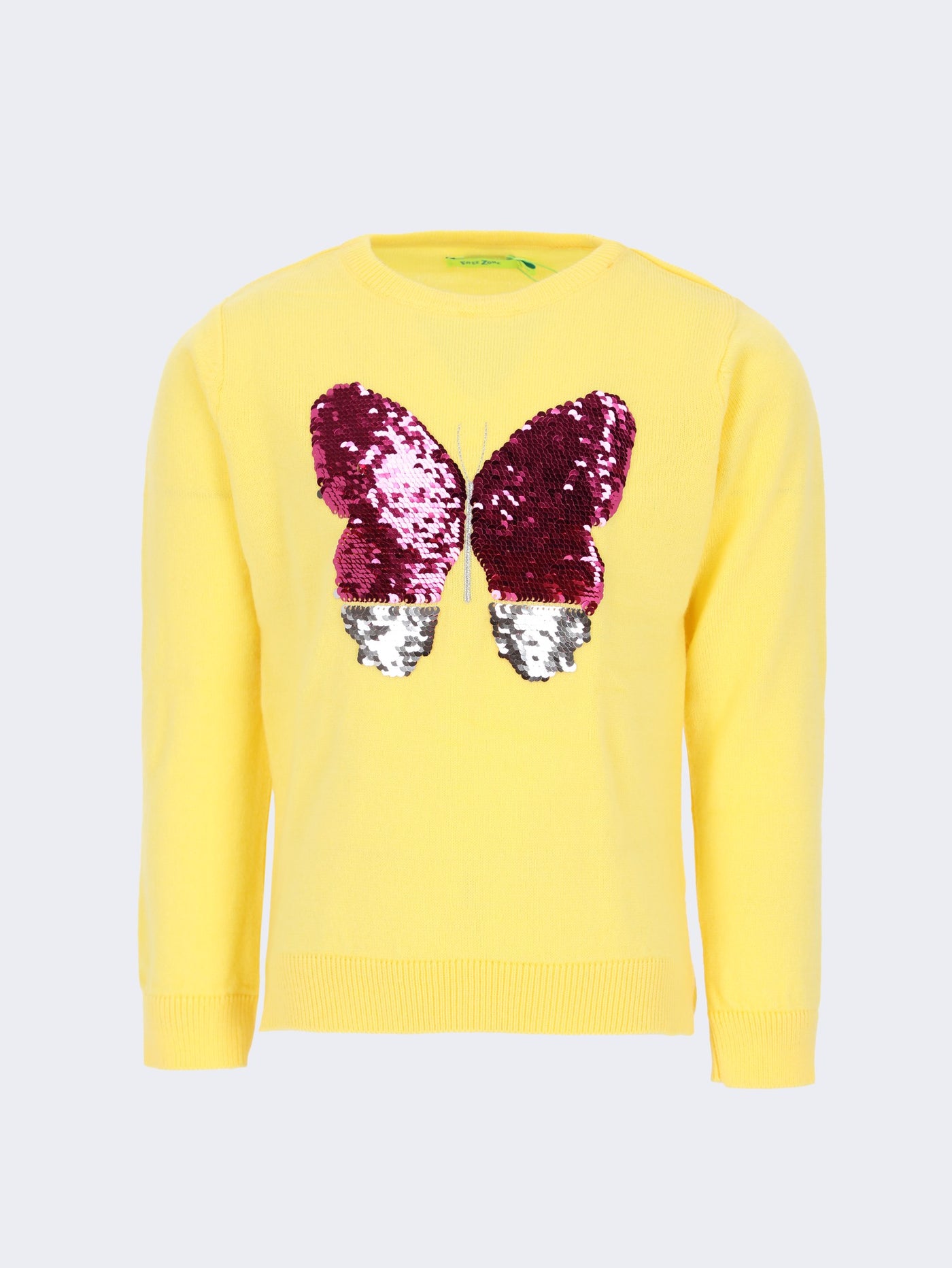 Kids Girls Front Sequins Butterfly Knitted Pullover
