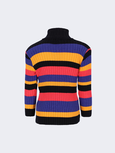 Kids Girls Multicolor Ribbed Pullover