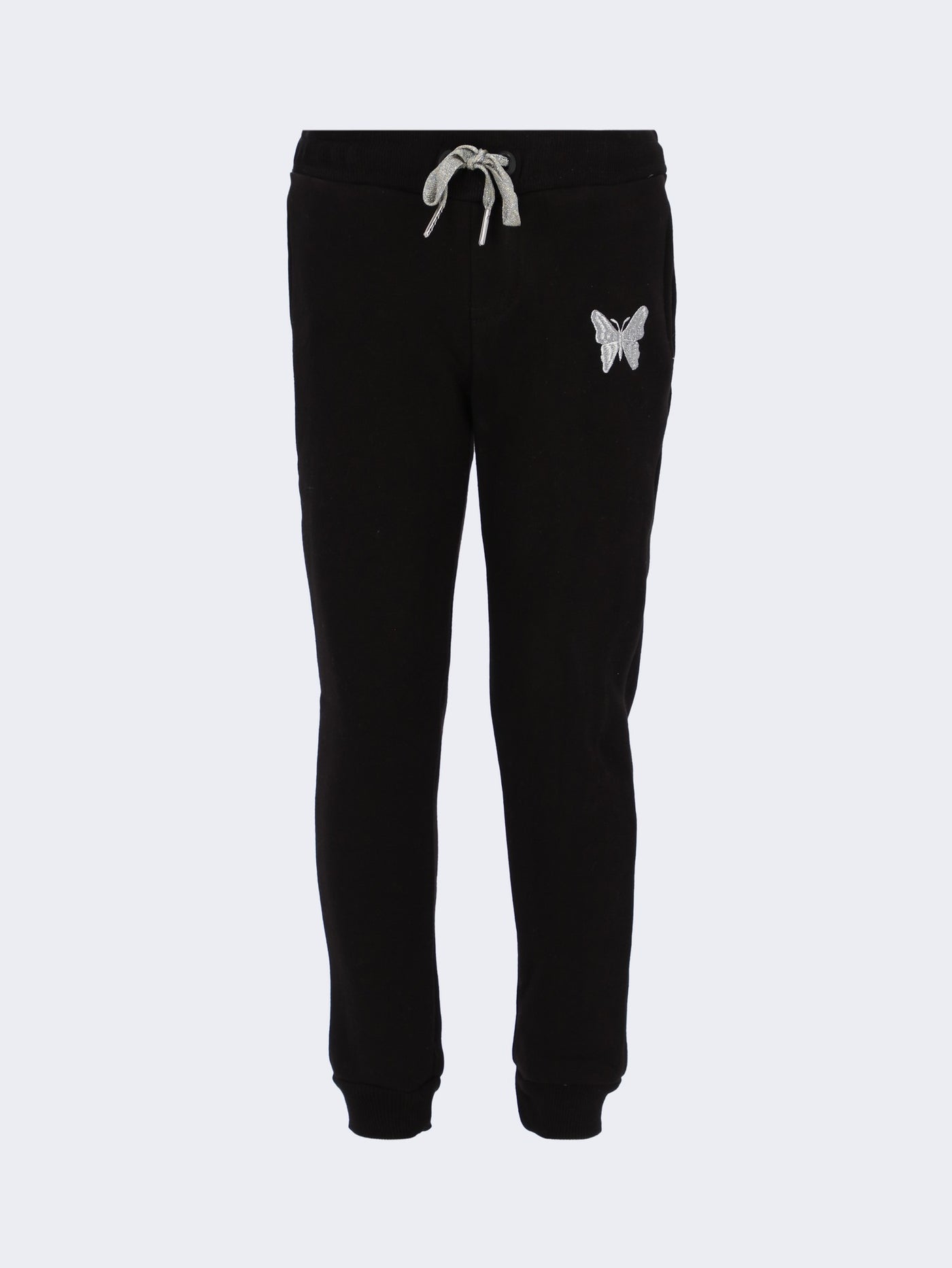 Kids Girls Sweatpants with Front Side Embroidery Butterfly