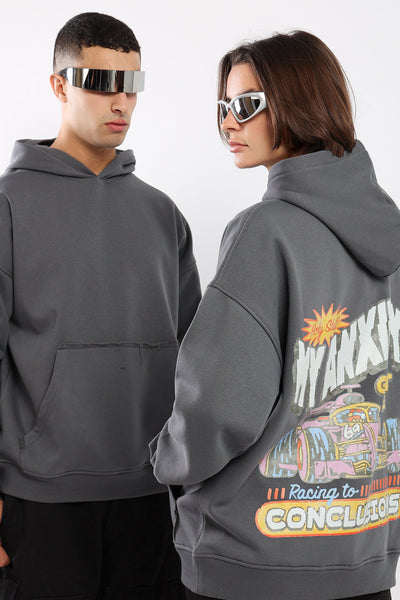RACING TO CONCLUSIONS HOODIE - GREY