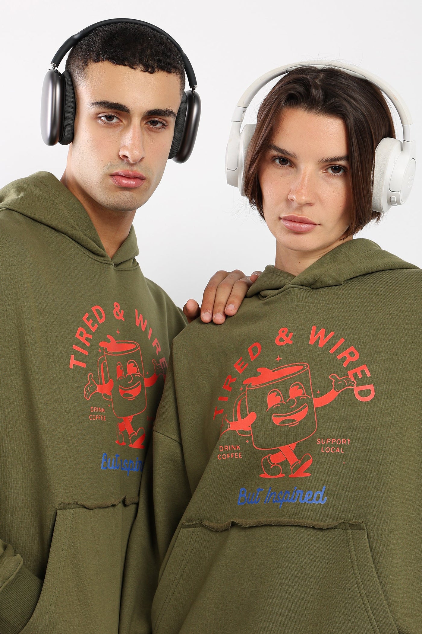 TIRED & WIRED HOODIE - KHAKI