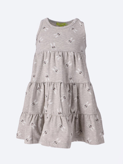 Ozone Kids Girls Sleeveless Bunny Print Tiered Dress